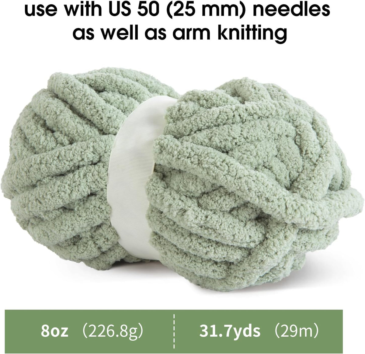 Hombys Sage Green chunky chenille yarn image 2
