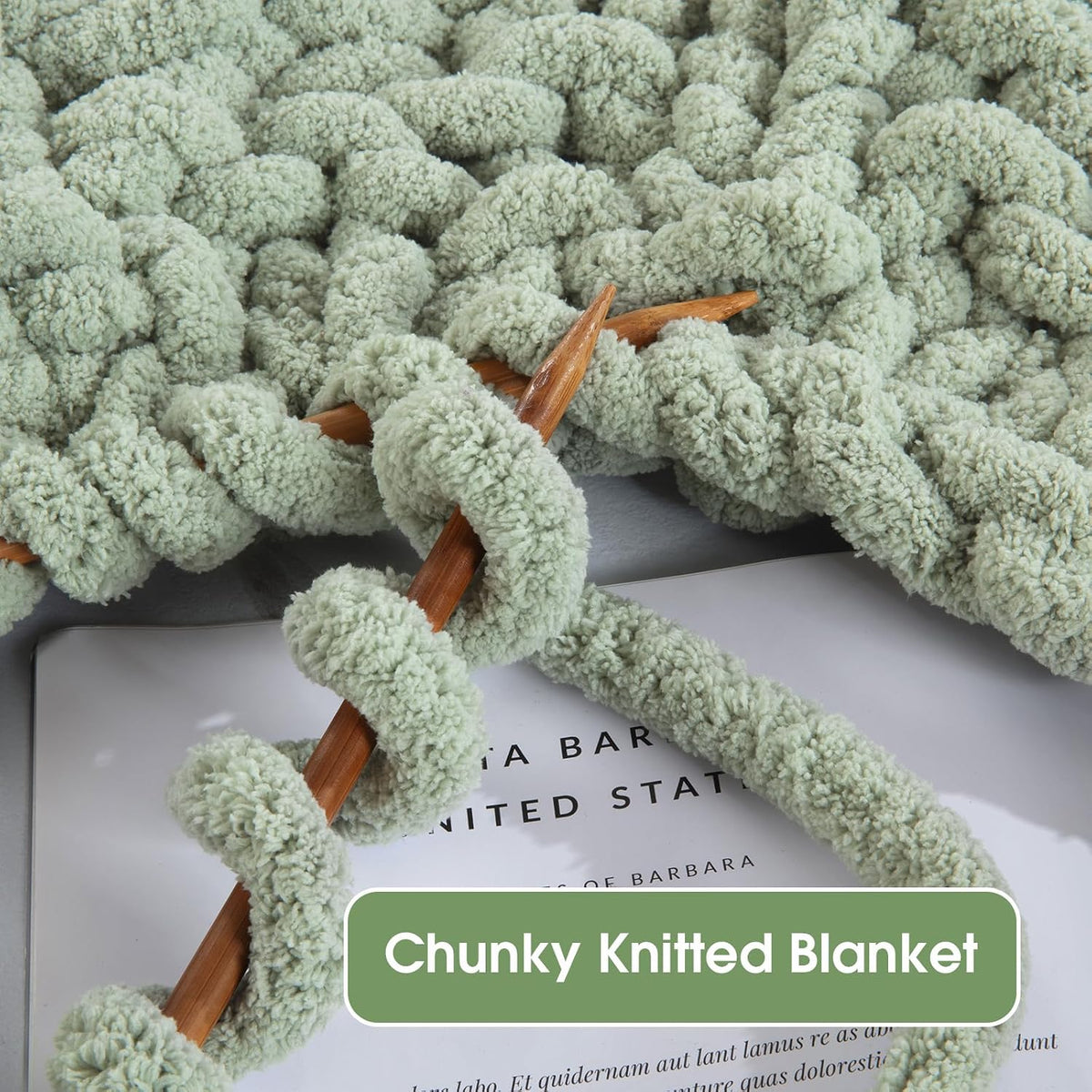 Hombys Sage Green chunky chenille yarn image 6