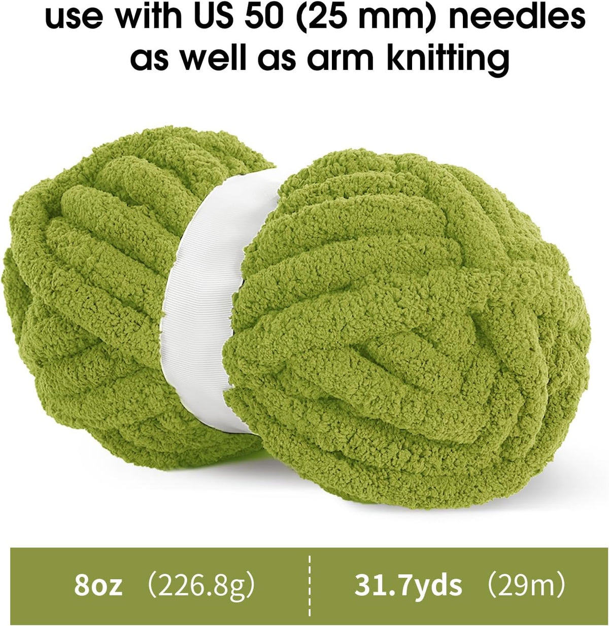 Hombys Olive Green chunky chenille yarn image 2