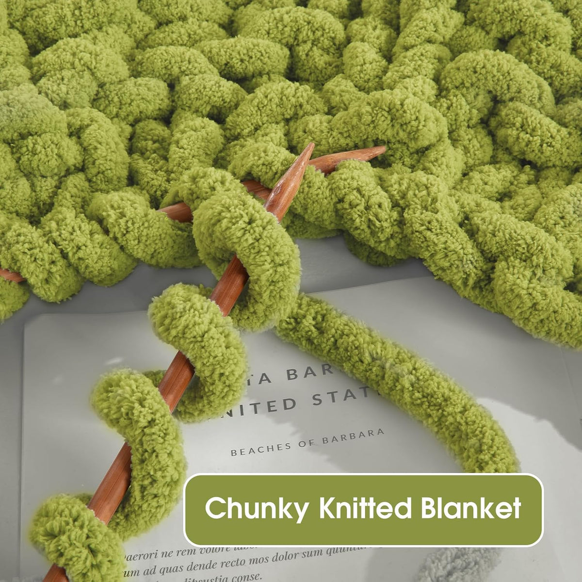 Hombys Olive Green chunky chenille yarn image 4