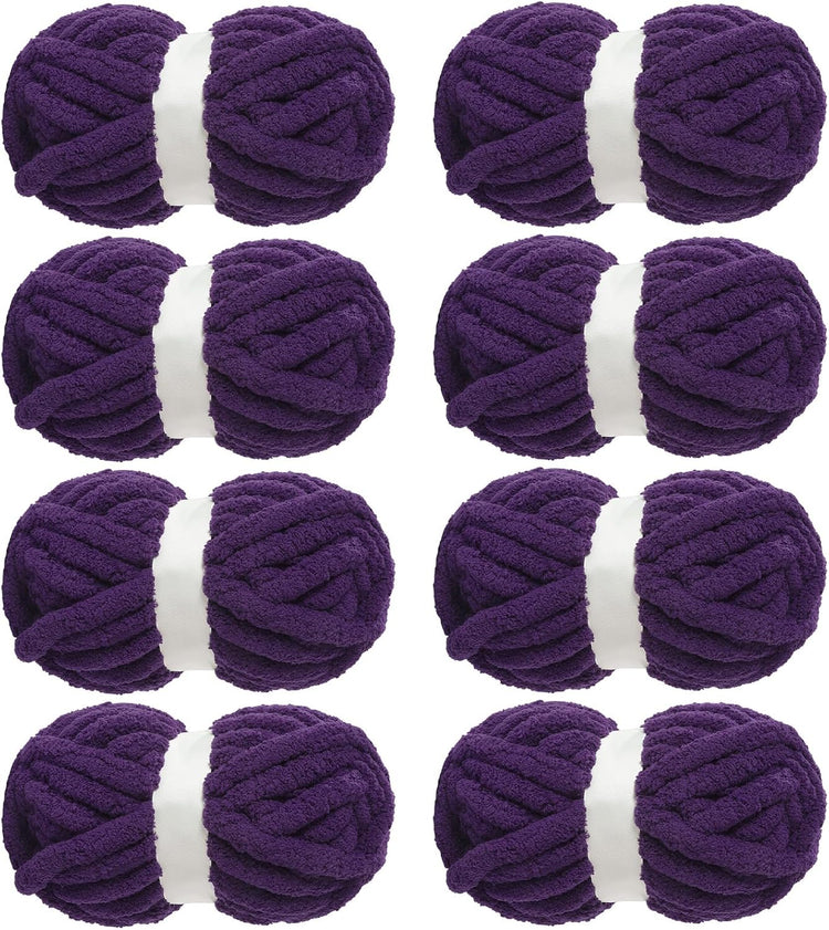 Hombys Dark Purple Chunky Chenille Yarn — 8 Skeins, 31.7 yd / 8 oz Each