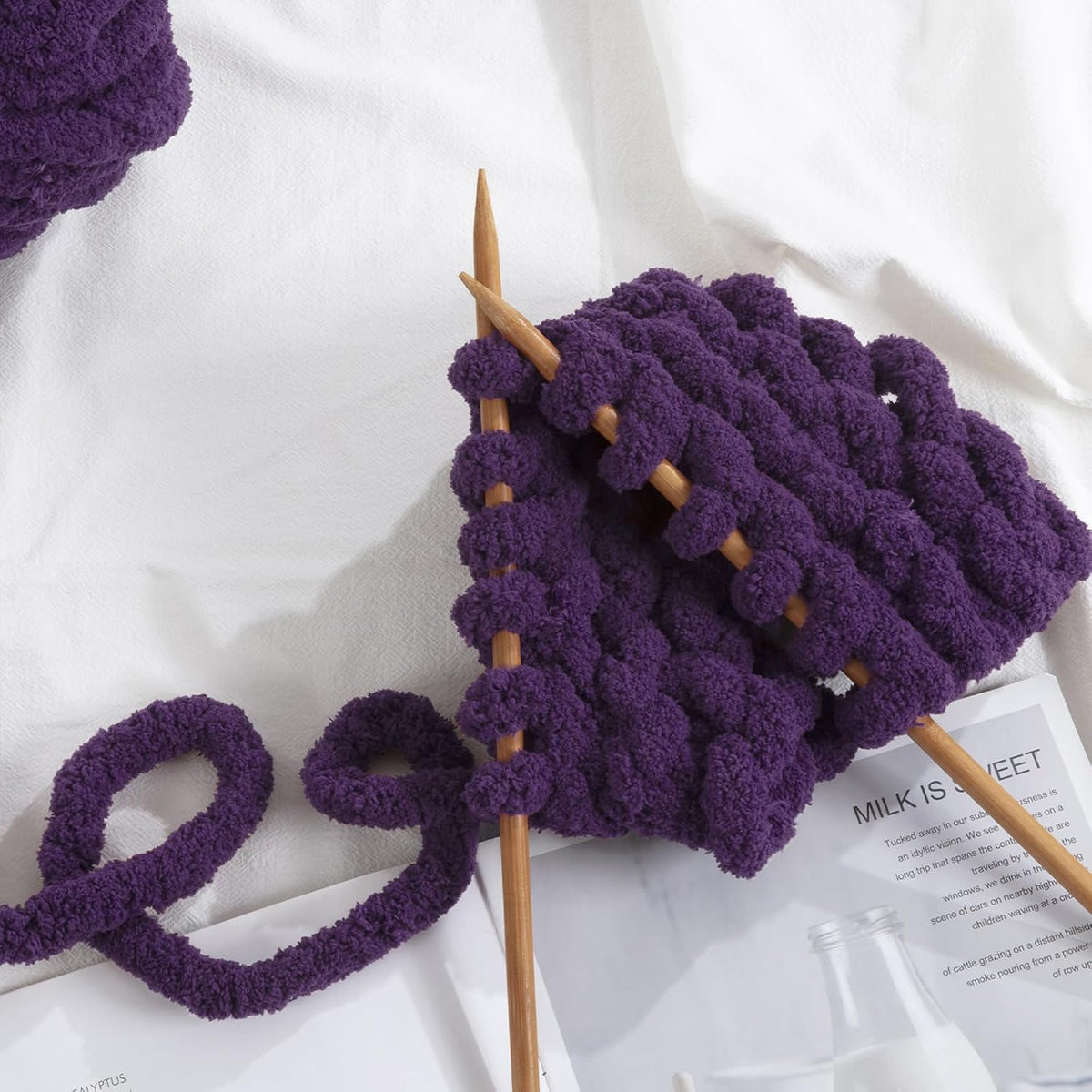 Hombys Dark Purple chunky chenille yarn image 4