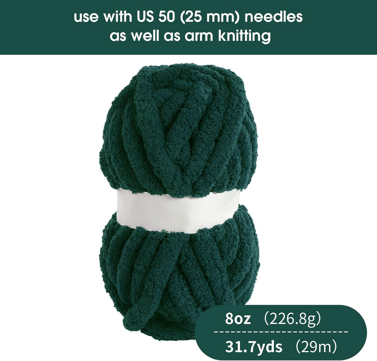 Hombys Dark Green chunky chenille yarn image 2
