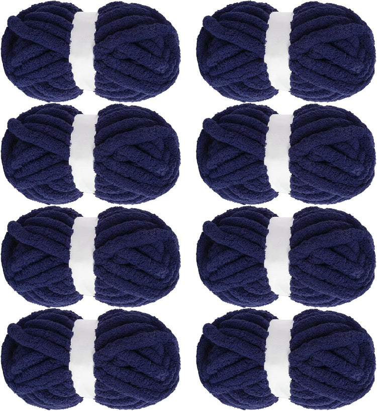 Hombys Navy Blue Chunky Chenille Yarn — 8 Skeins, 27 yd / 8 oz Each