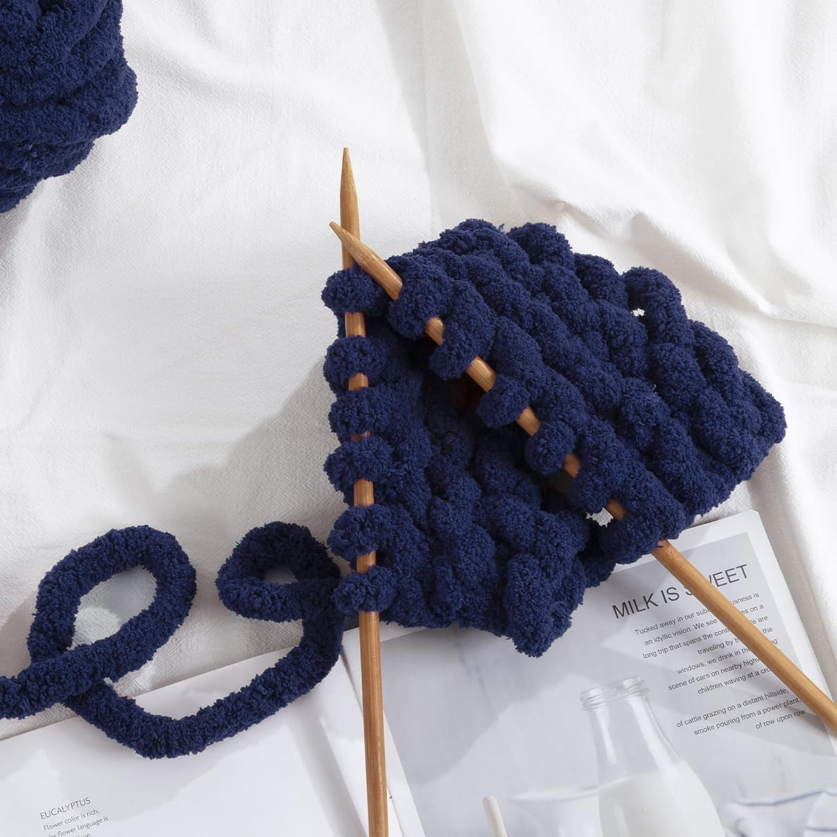 Hombys Navy Blue chunky chenille yarn image 3