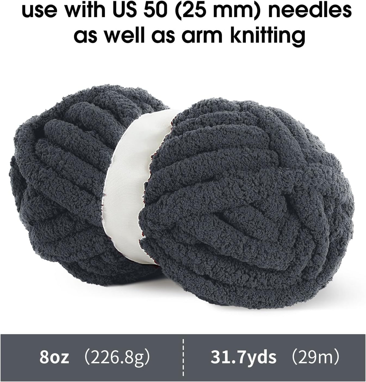 Hombys Charcoal Grey chunky chenille yarn image 2