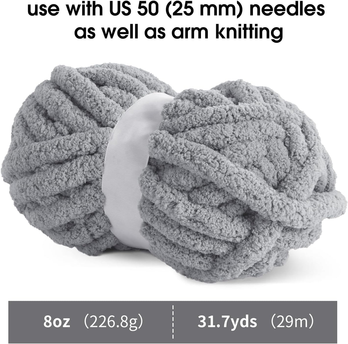 Hombys Medium Grey chunky chenille yarn image 2