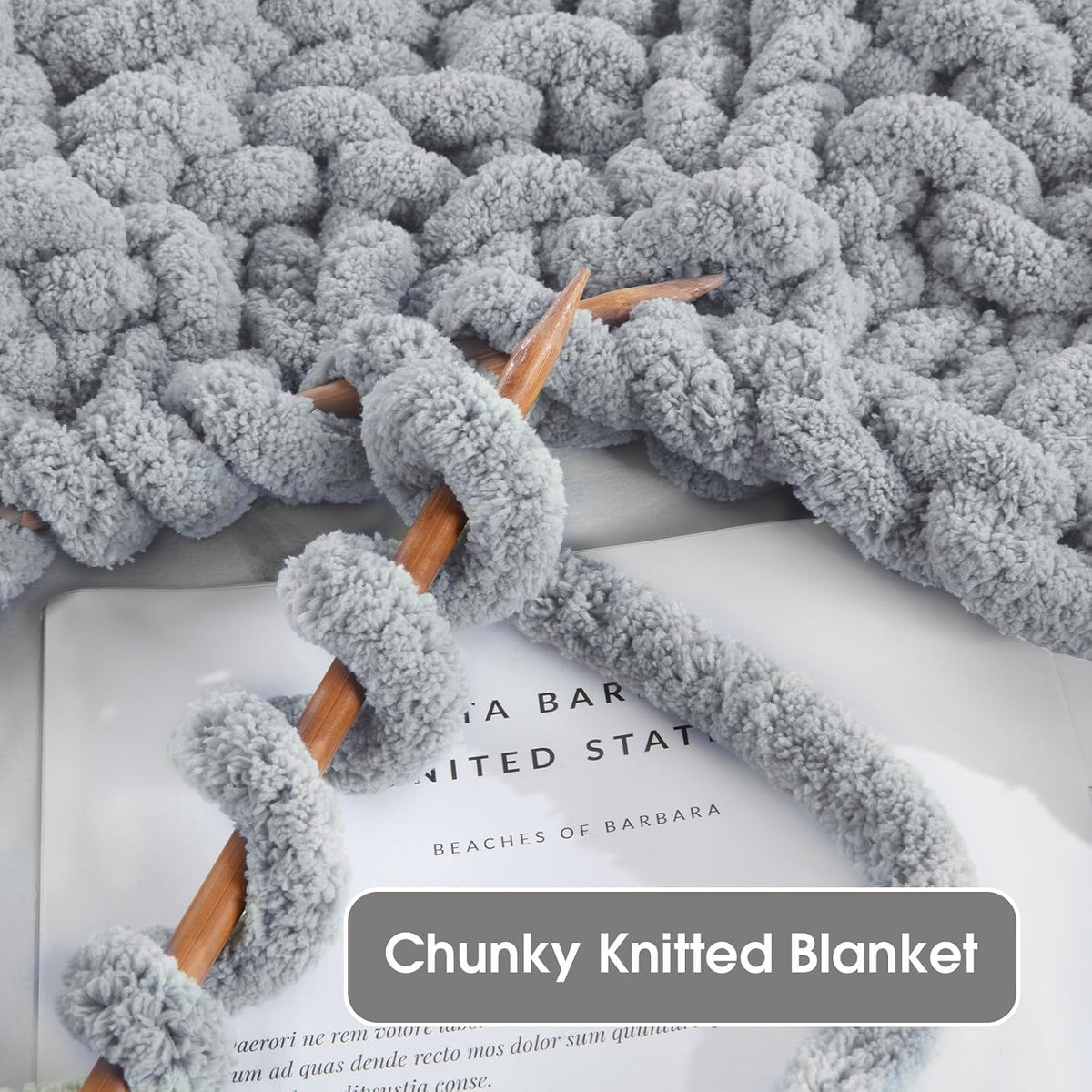 Hombys Medium Grey chunky chenille yarn image 4