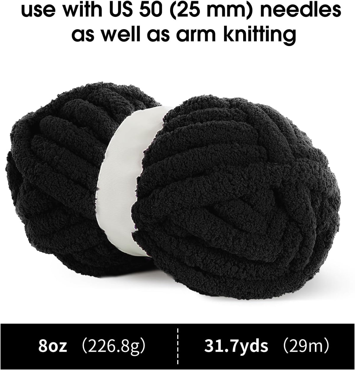Hombys Black chunky chenille yarn image 2