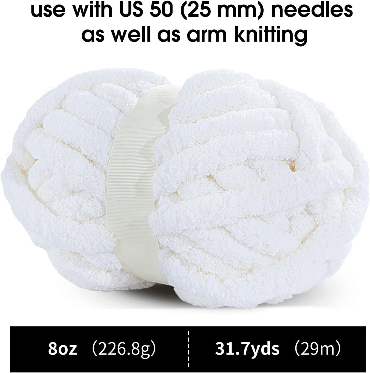 Hombys Pure White chunky chenille yarn image 2