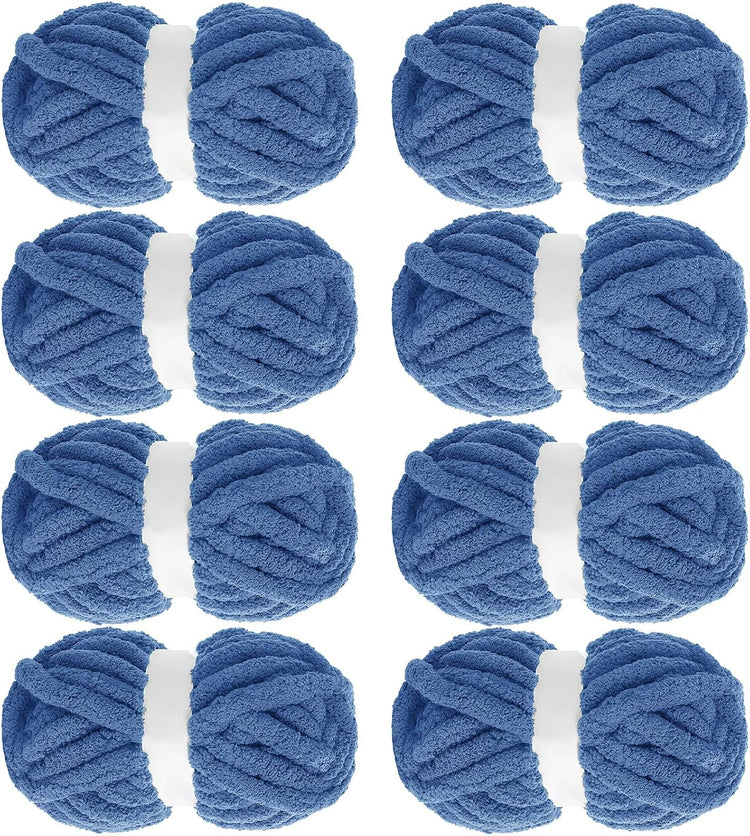 Hombys Country Blue Chunky Chenille Yarn — 8 Skeins, 27 yd / 8 oz Each