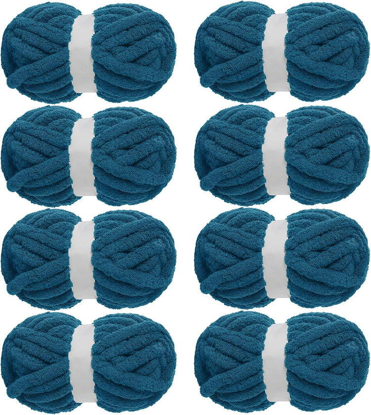 Hombys Indigo Chunky Chenille Yarn — 8 Skeins, 27 yd / 8 oz Each