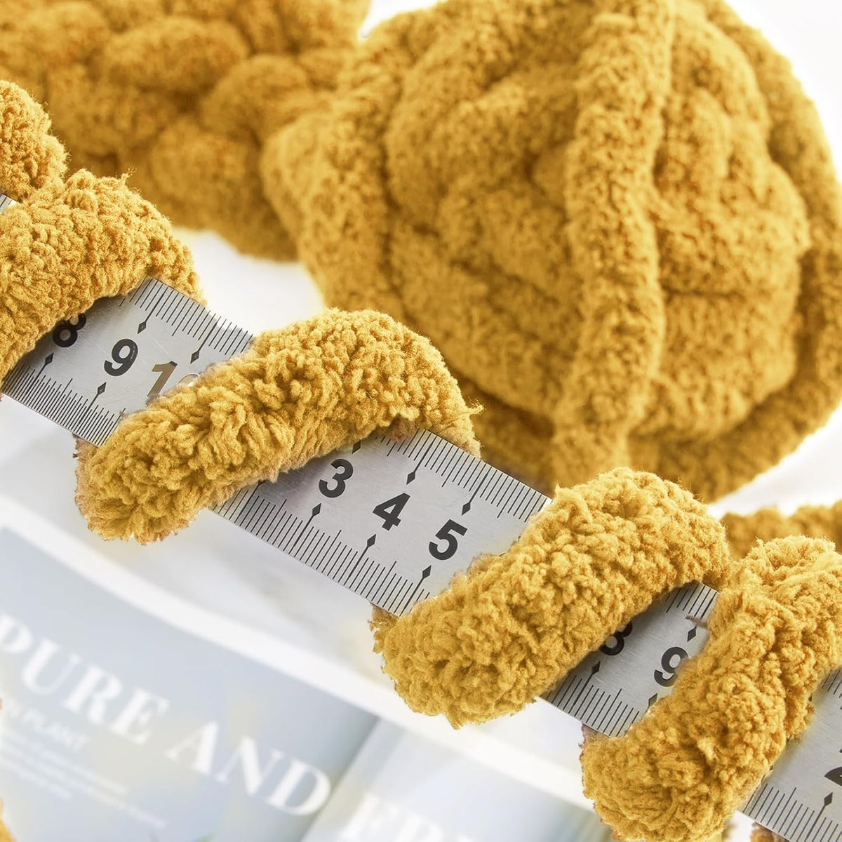 Hombys Mustard Yellow chunky chenille yarn image 3