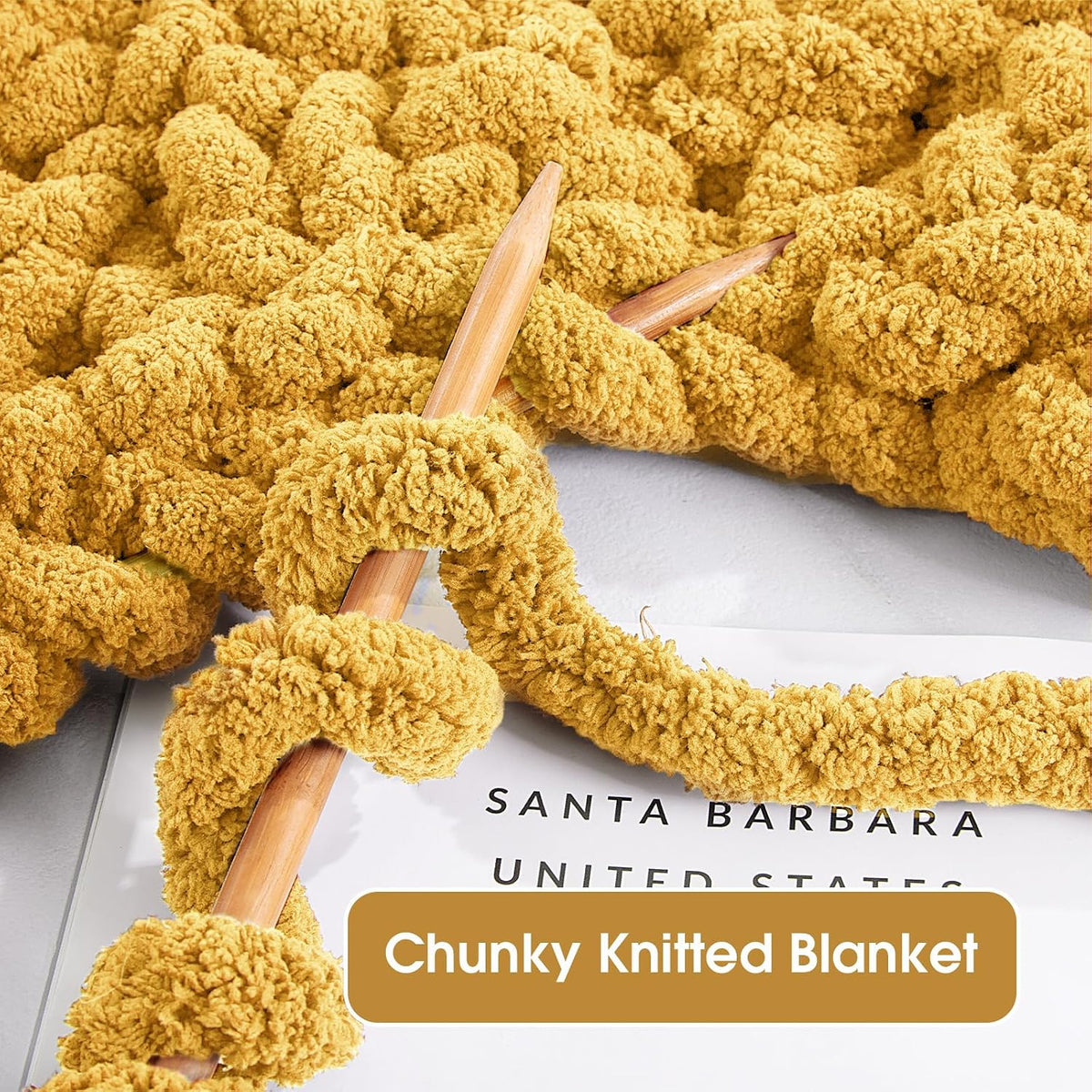 Hombys Mustard Yellow chunky chenille yarn image 5