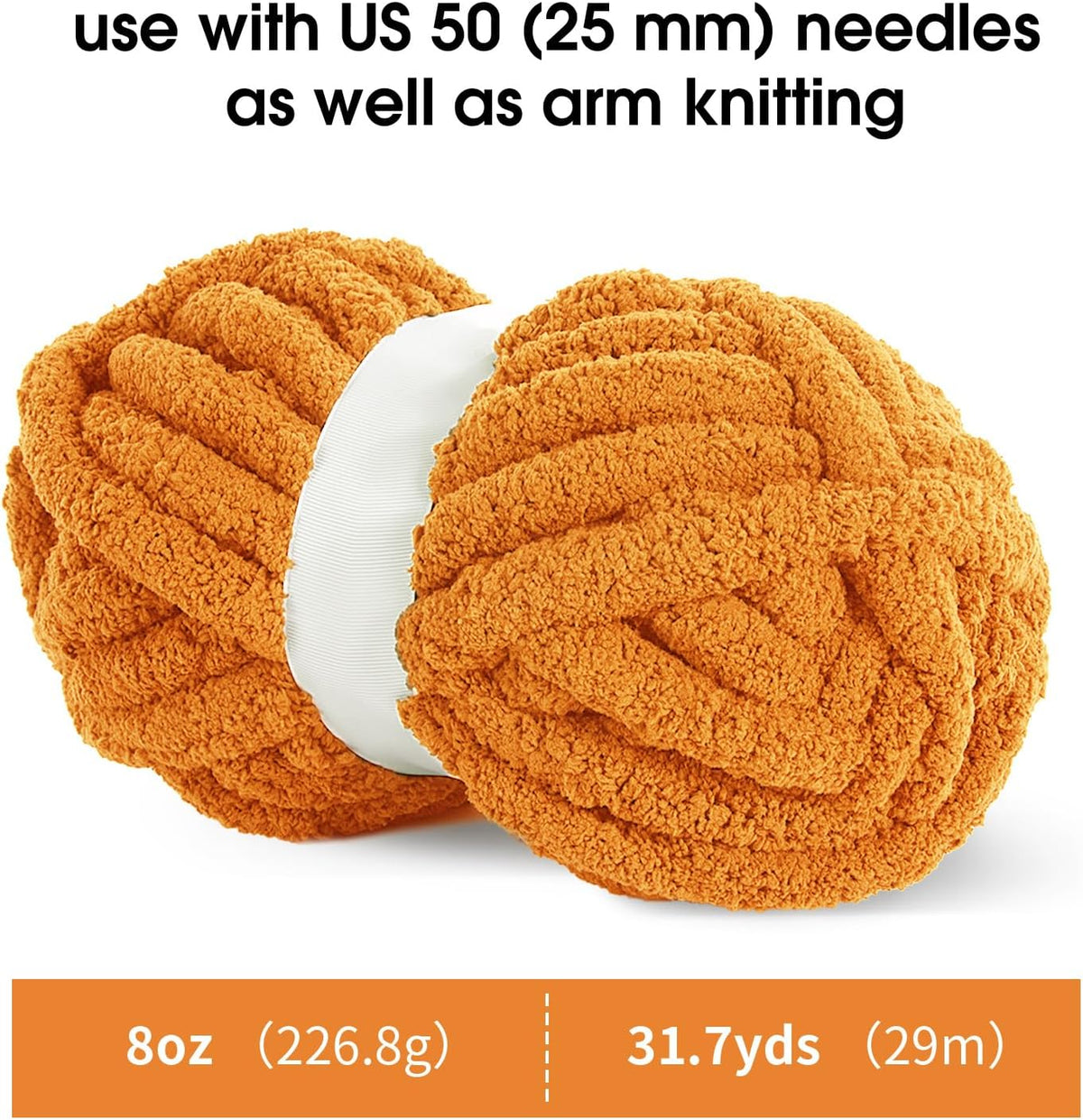 Hombys Orange chunky chenille yarn image 2