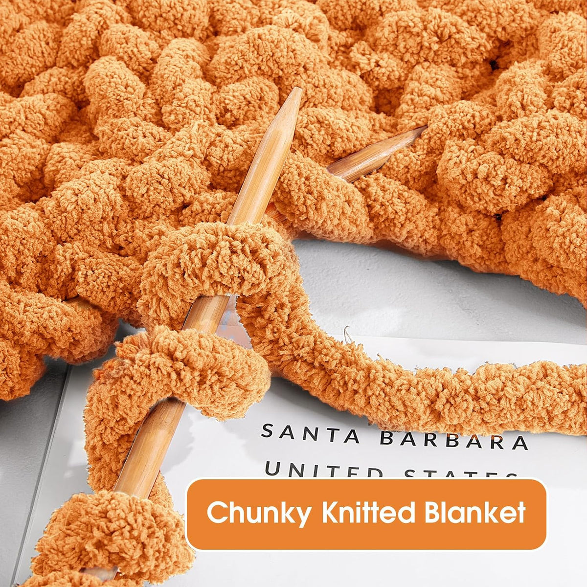 Hombys Orange chunky chenille yarn image 5