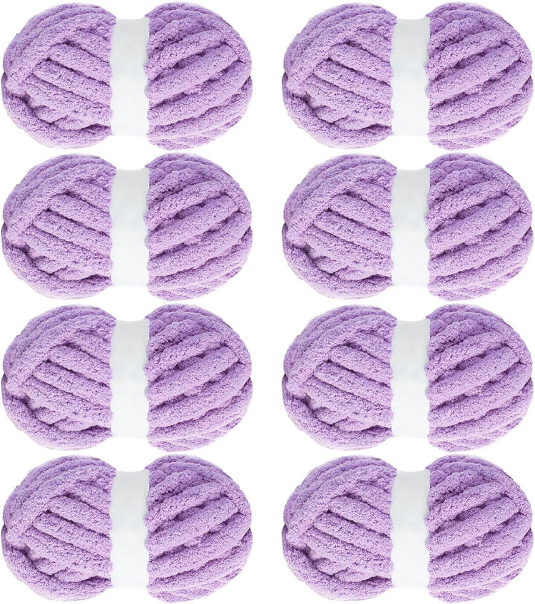 Hombys Purple Chunky Chenille Yarn — 8 Skeins, 27 yd / 8 oz Each