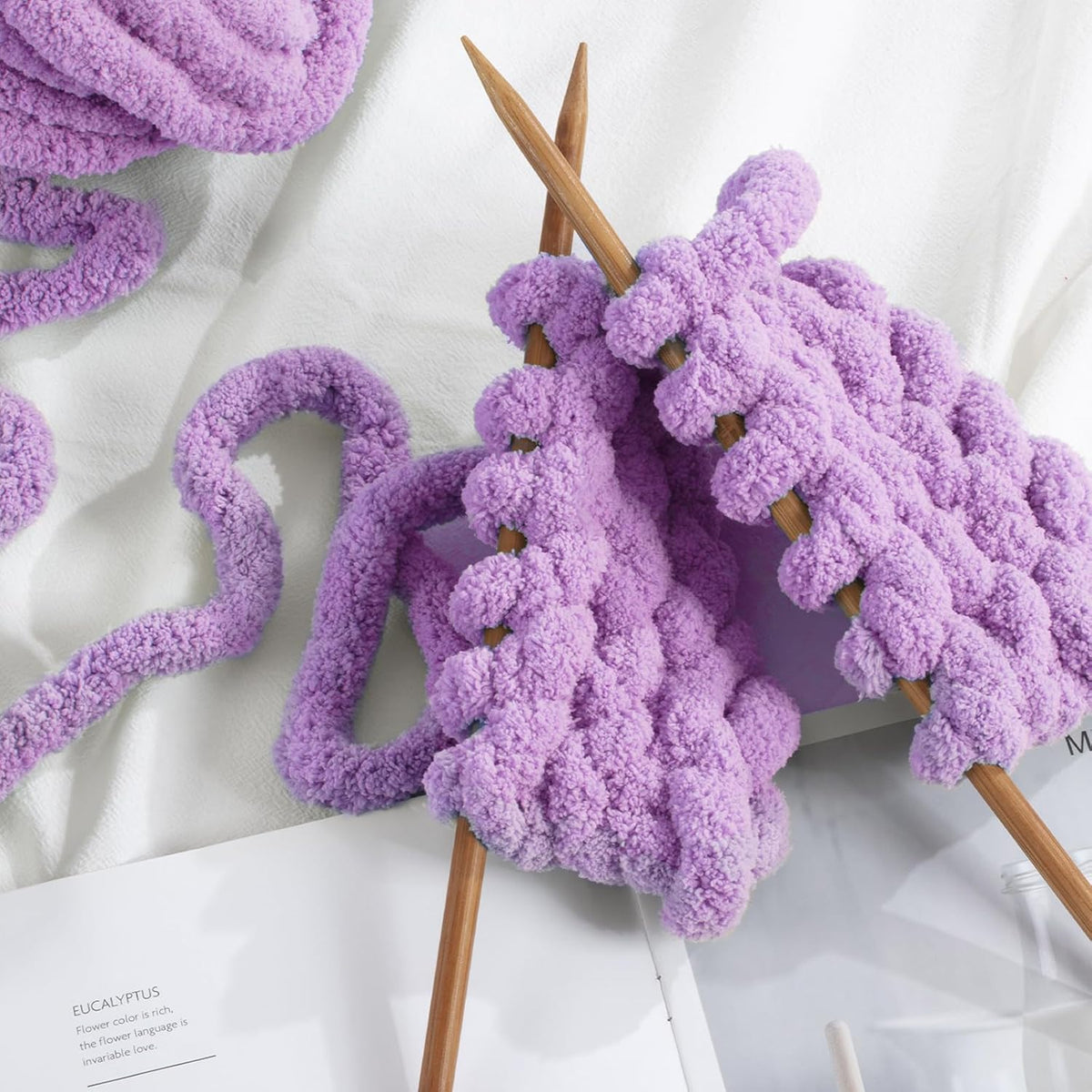 Hombys Purple chunky chenille yarn image 3