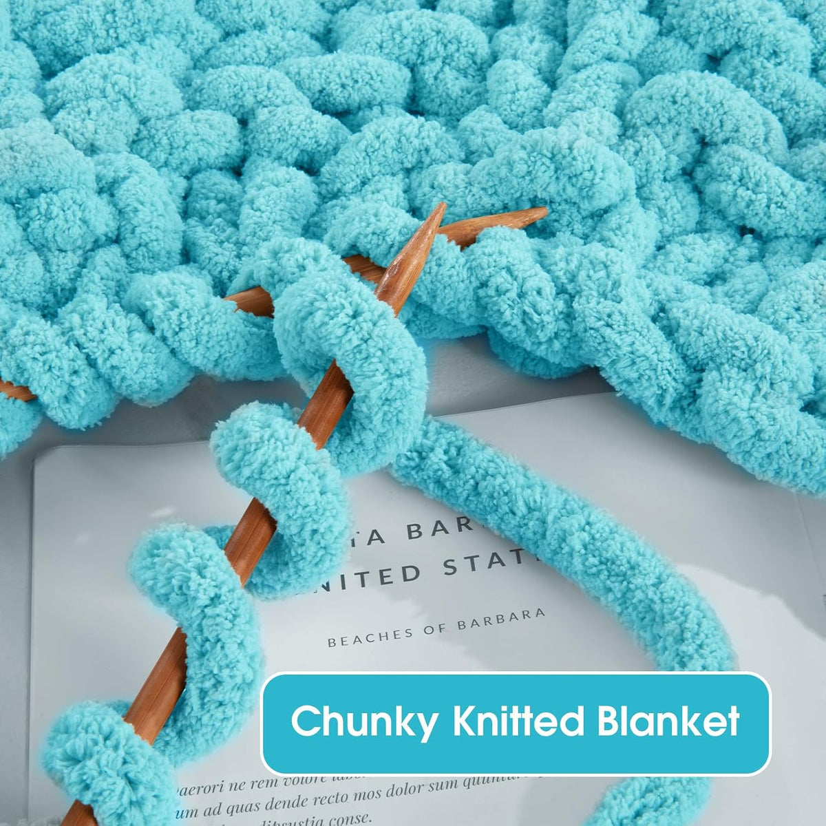 Hombys Lake Blue chunky chenille yarn image 4