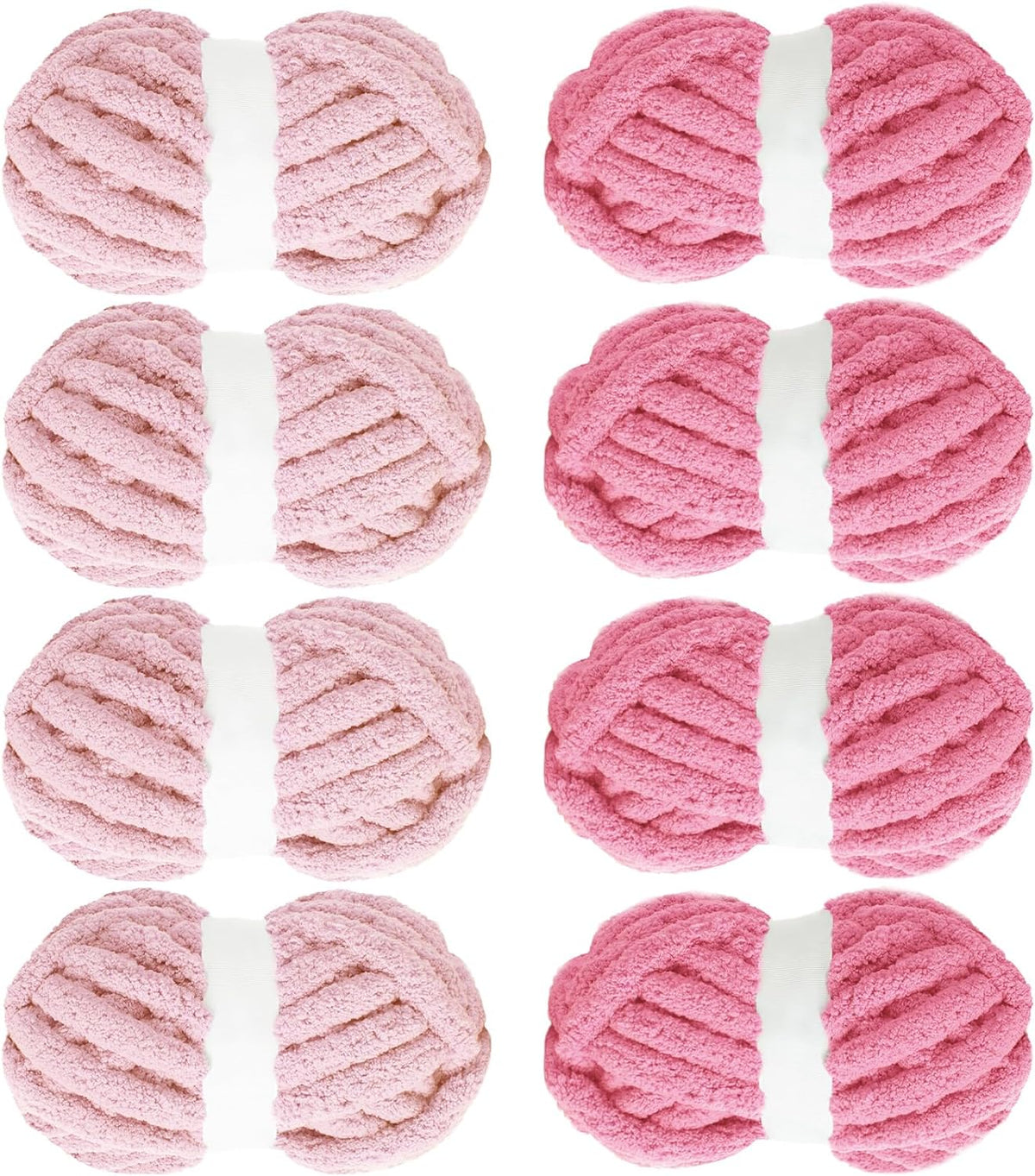 Hombys 4 Pink & 4 Rose Red chunky chenille yarn image 1