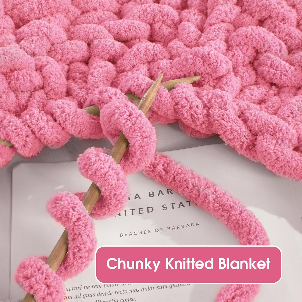 Hombys 4 Pink & 4 Rose Red chunky chenille yarn image 4