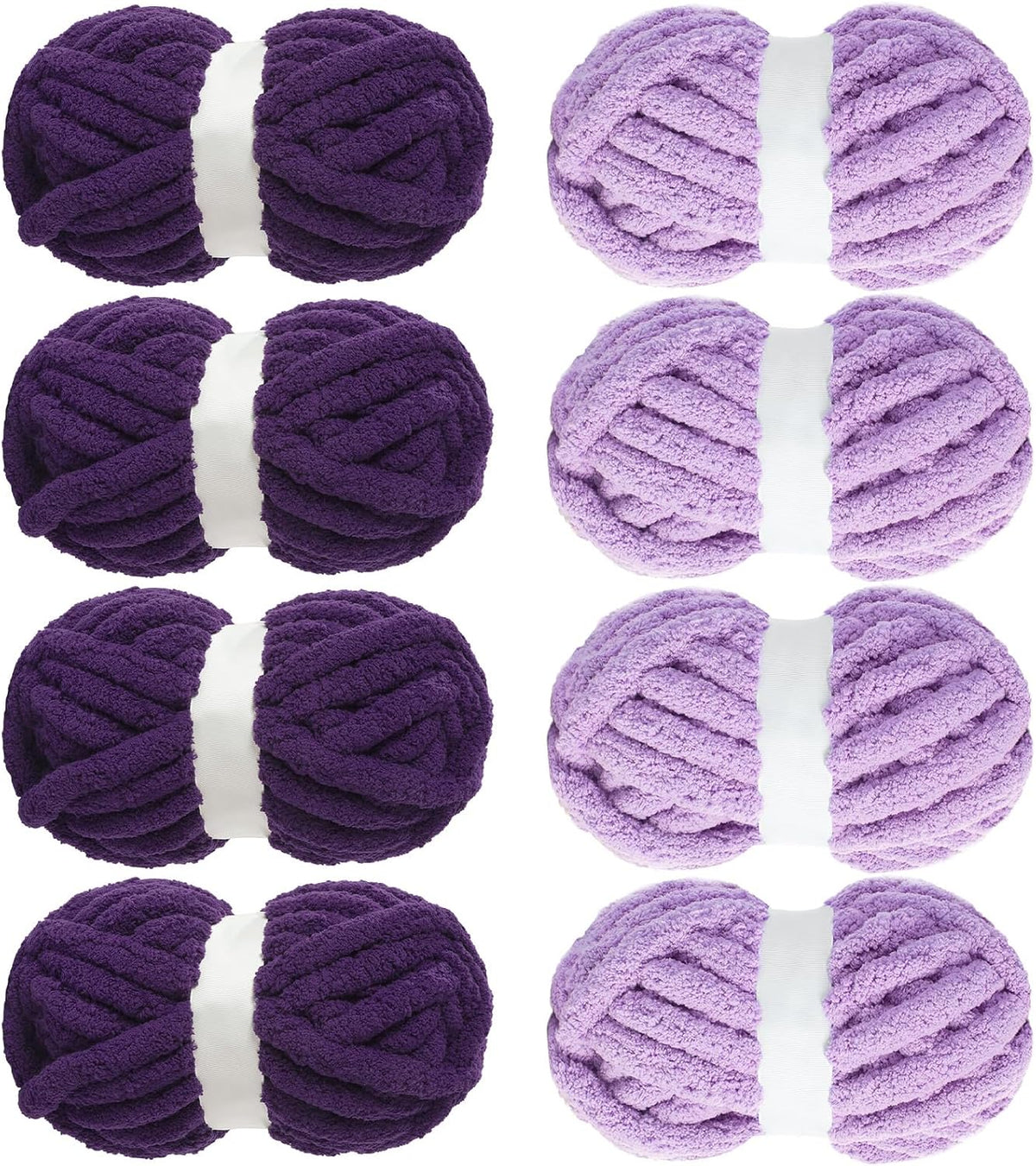 Hombys 4 Purple & 4 Dark Purple chunky chenille yarn image 1