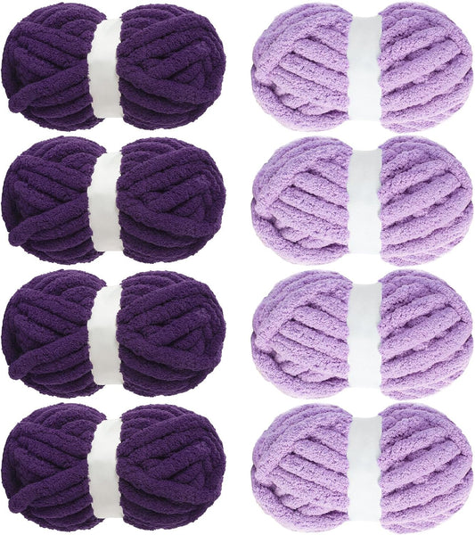 Hombys 4 Purple & 4 Dark Purple chunky chenille yarn image 1
