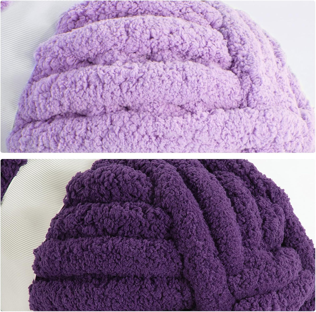 Hombys 4 Purple & 4 Dark Purple chunky chenille yarn image 6