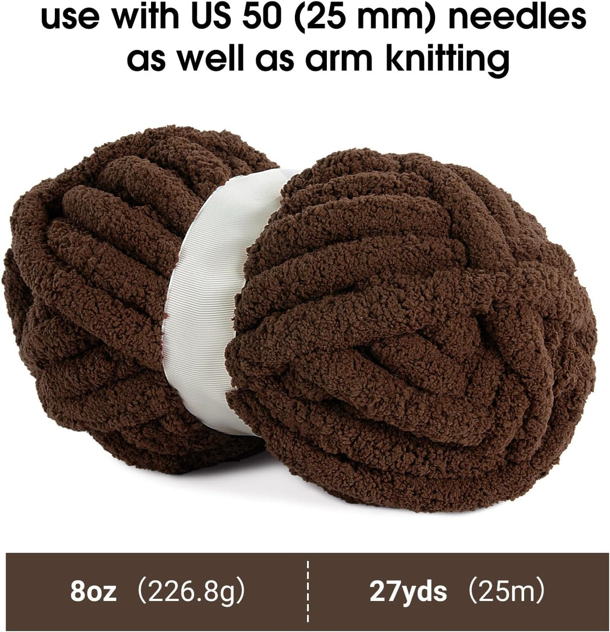 Hombys Dark Coffee chunky chenille yarn image 2