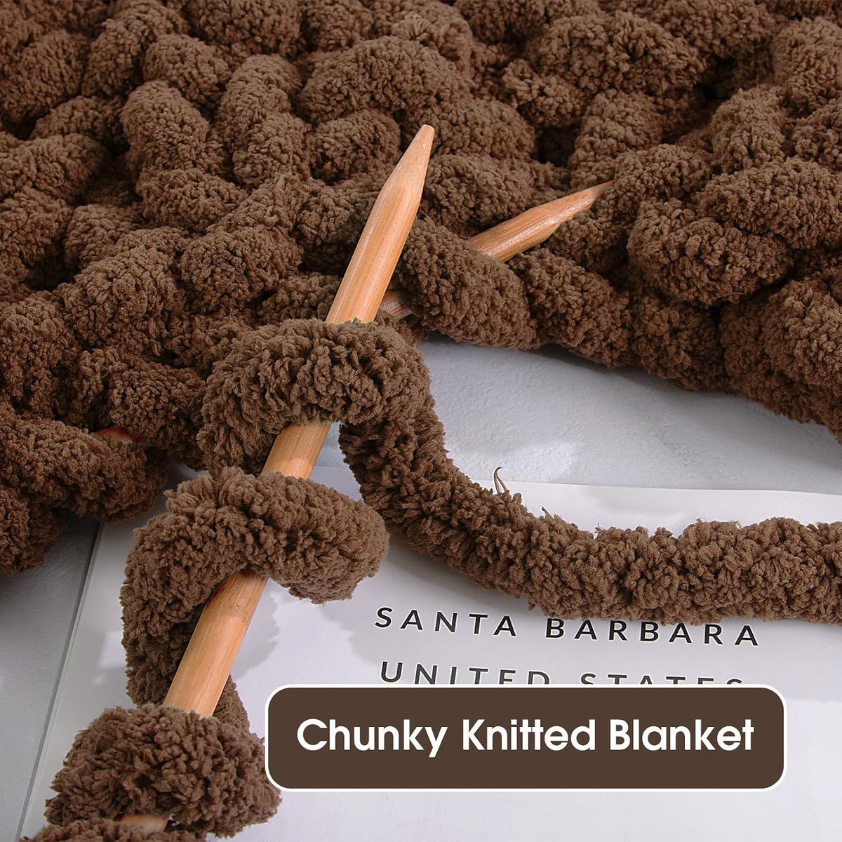 Hombys Dark Coffee chunky chenille yarn image 4