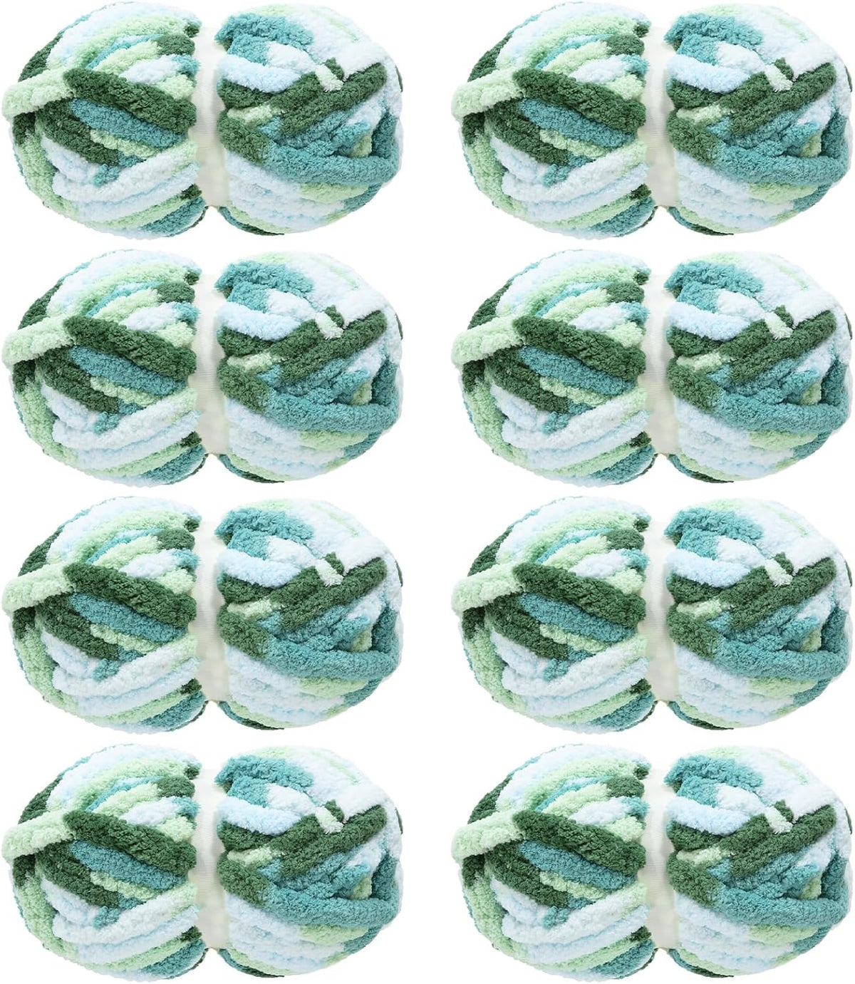 Hombys Blue & Green tie-dye chunky chenille yarn, 8 skeins