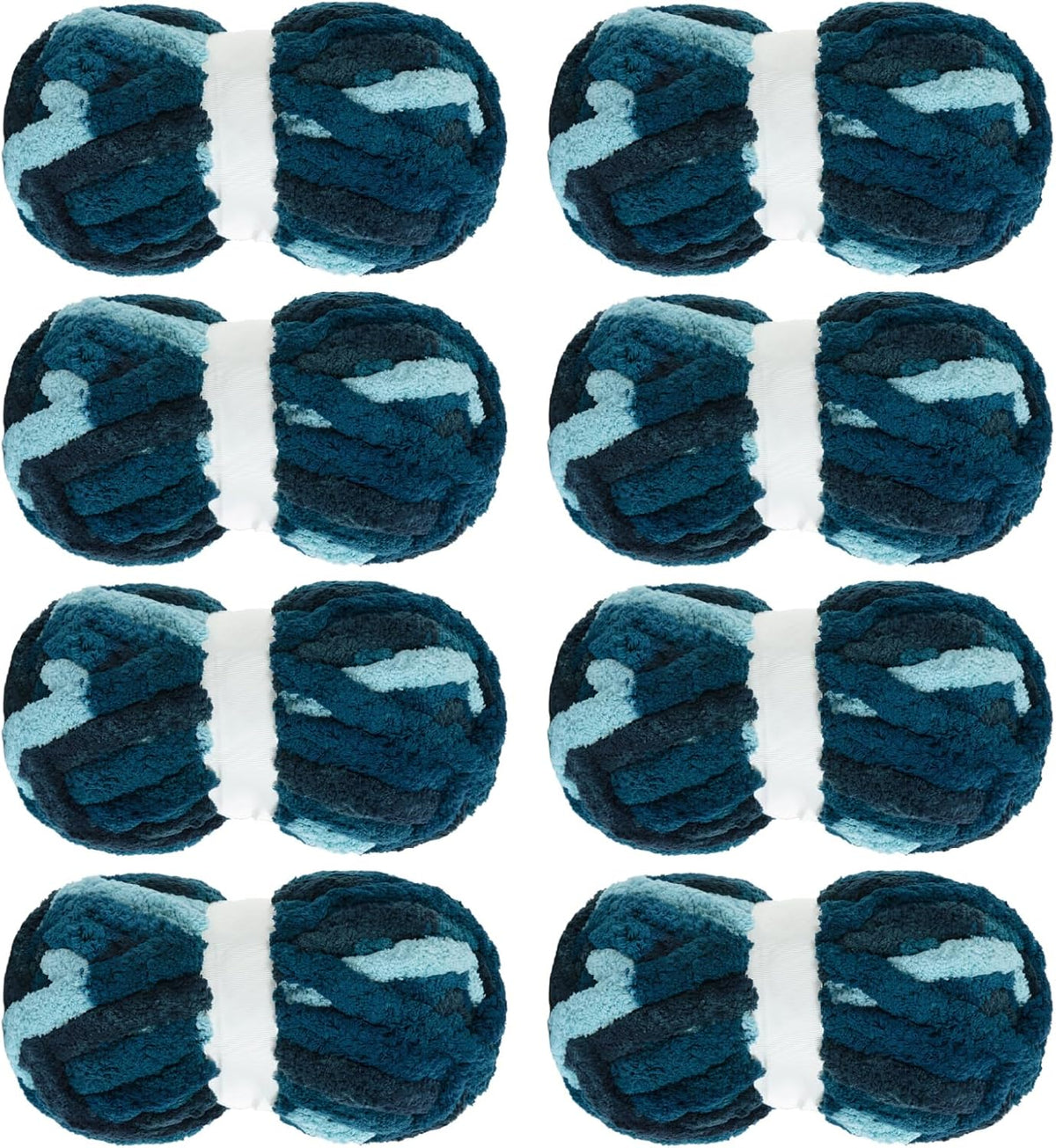 Hombys Dark Blue tie-dye chunky chenille yarn, 8 skeins