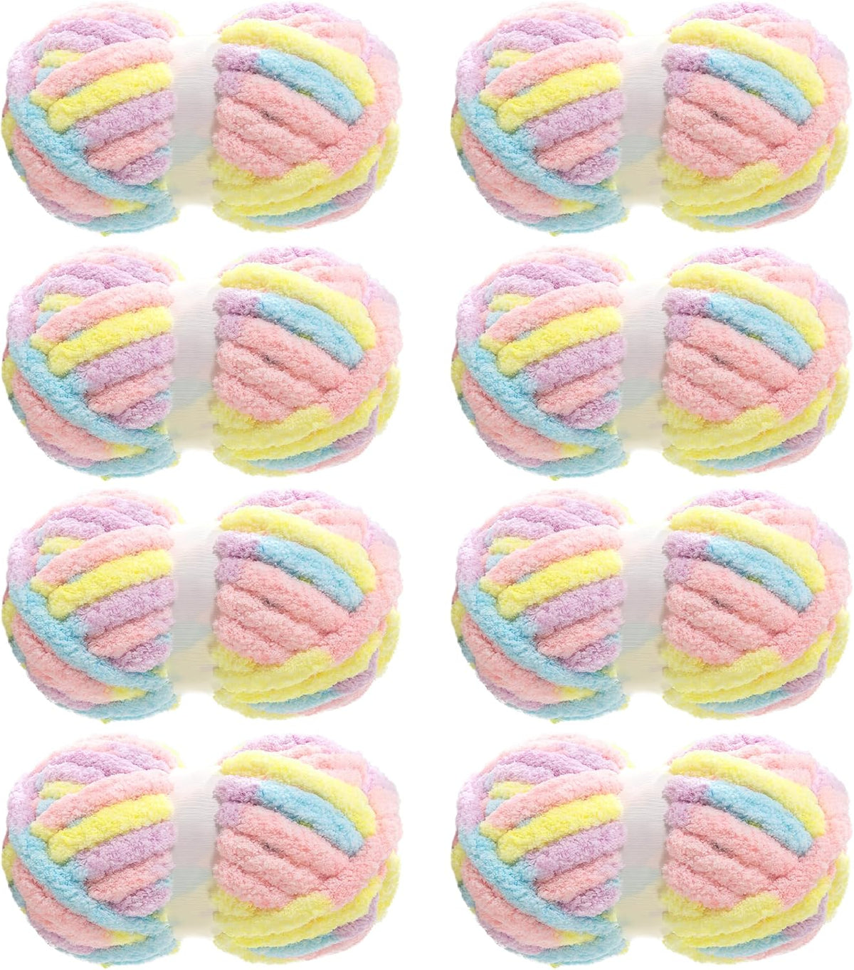 Hombys Yellow & Blue tie-dye chunky chenille yarn, 8 skeins