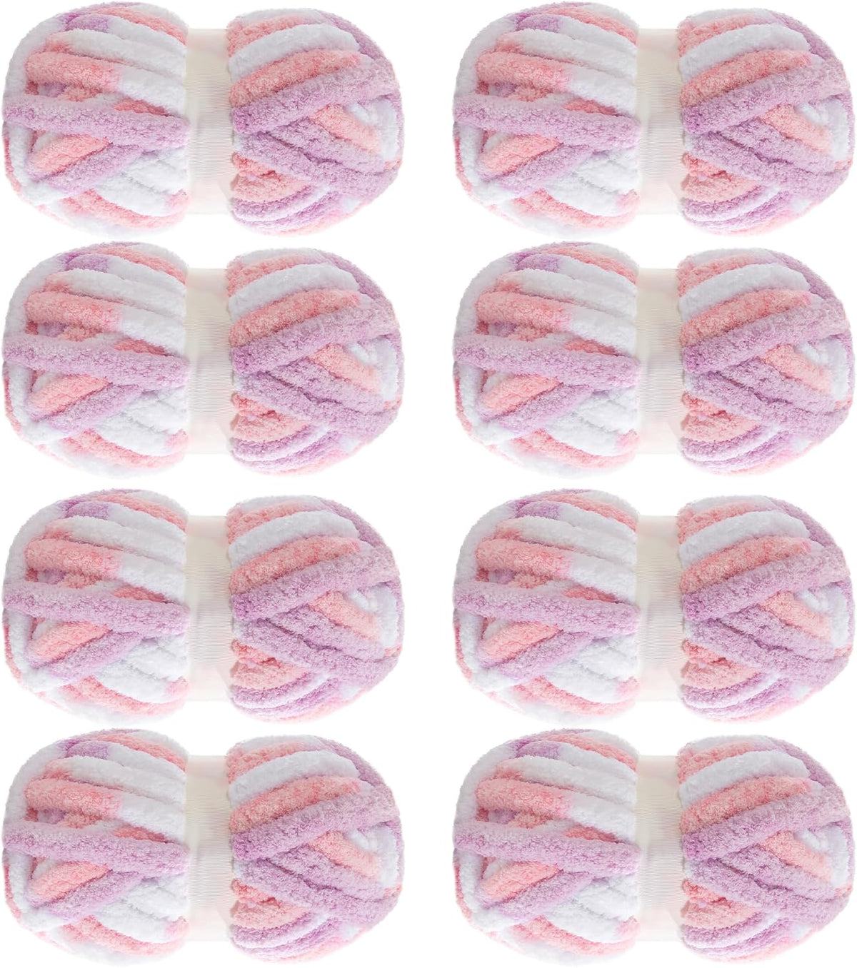 Hombys Pink & Purple tie-dye chunky chenille yarn, 8 skeins