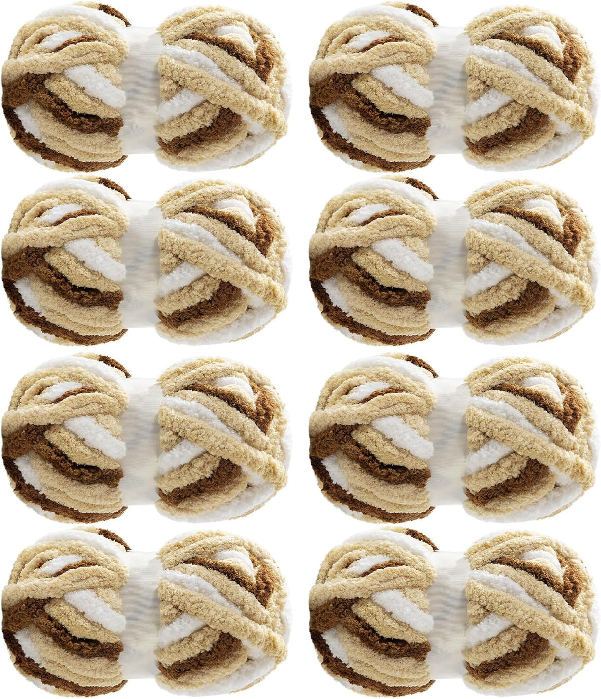 Hombys Khaki tie-dye chunky chenille yarn, 8 skeins