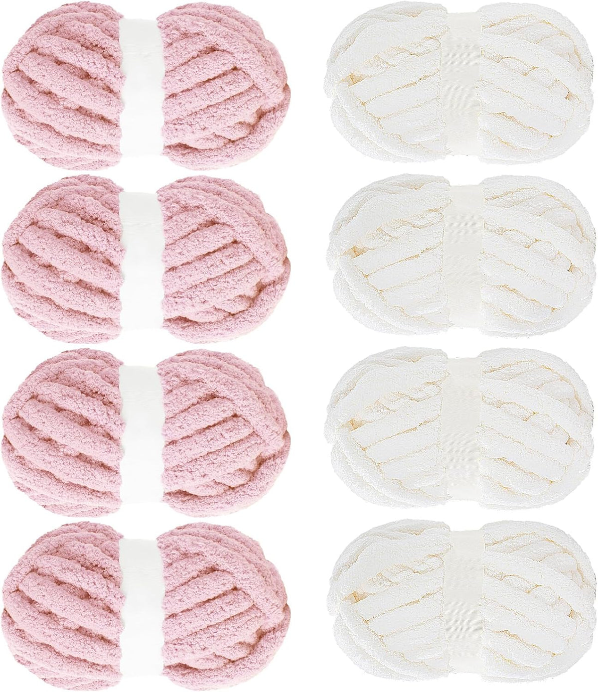 Hombys Cream & Pink chunky chenille yarn, 8 skeins