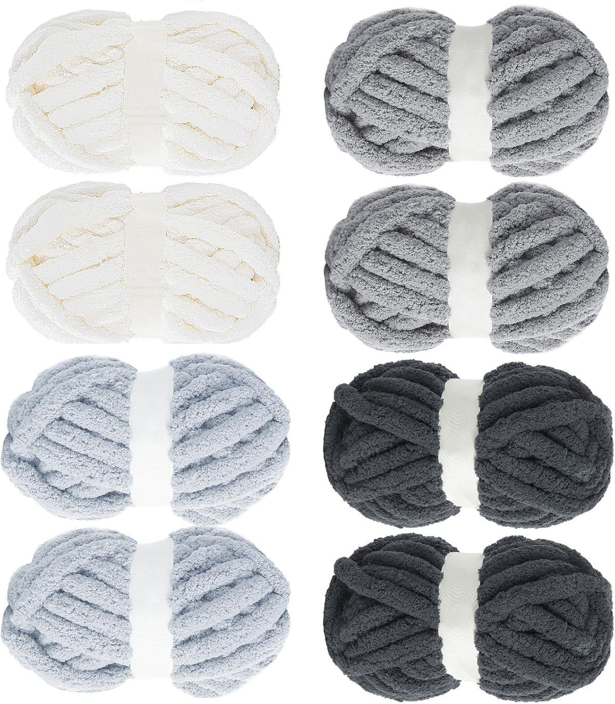 Hombys Cream & Multi Grey chunky chenille yarn, 8 skeins