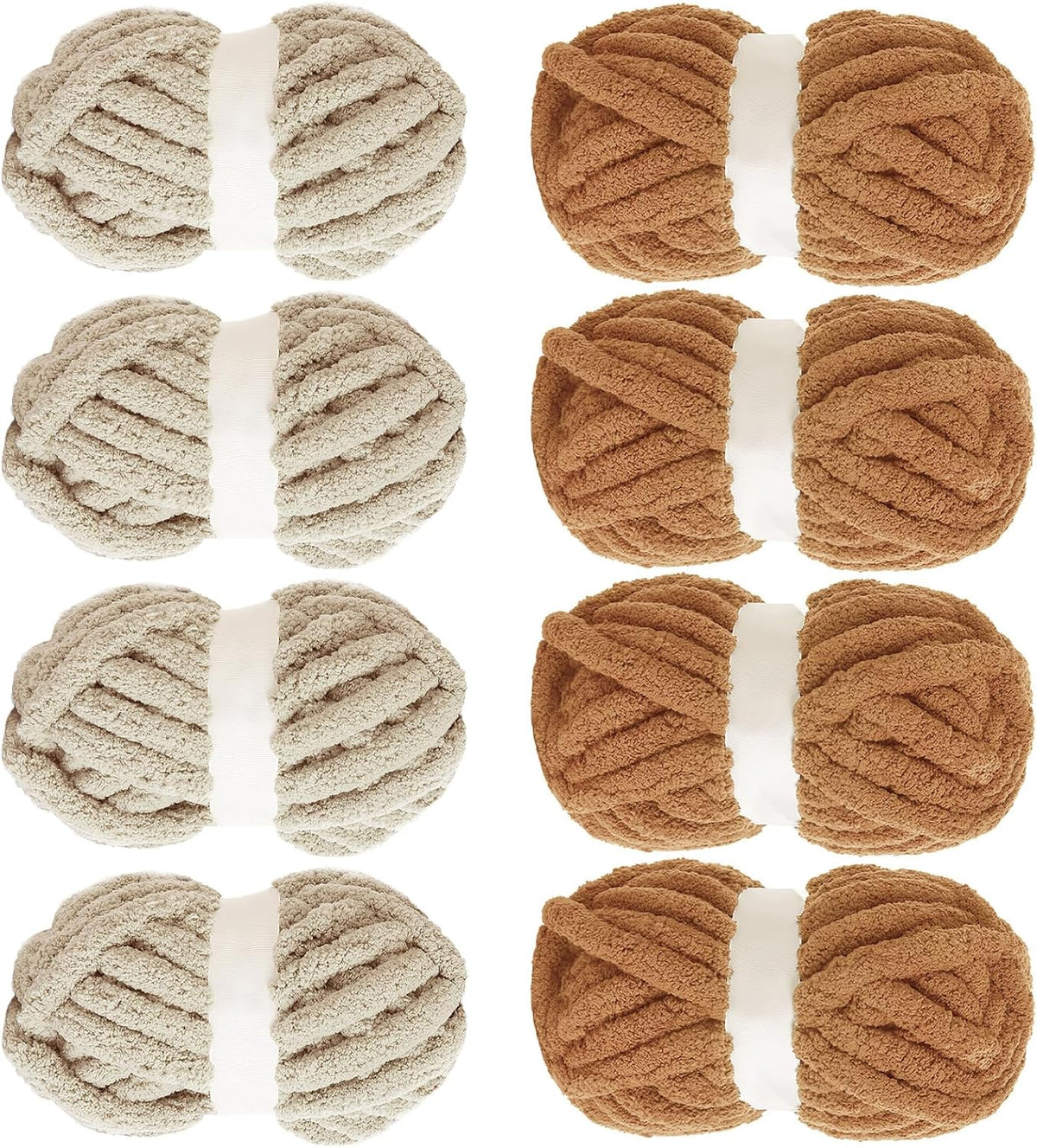 Hombys Khaki & Coffee chunky chenille yarn, 8 skeins