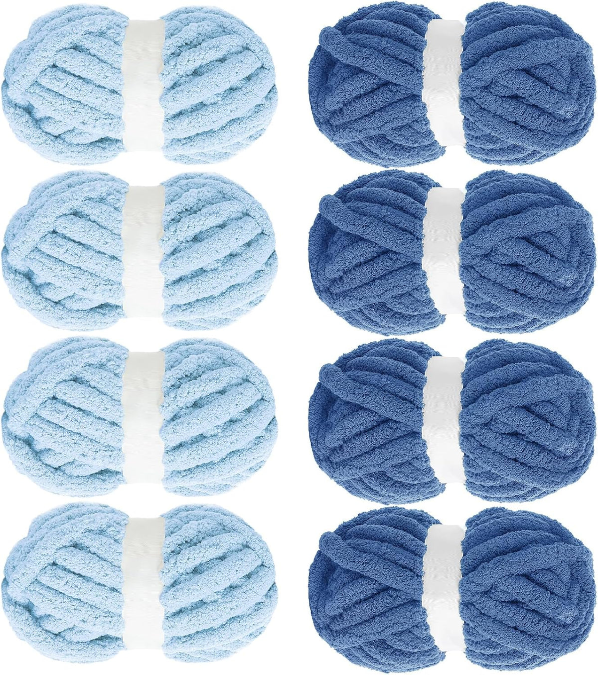 Hombys Country Blue & Sky Blue chunky chenille yarn, 8 skeins