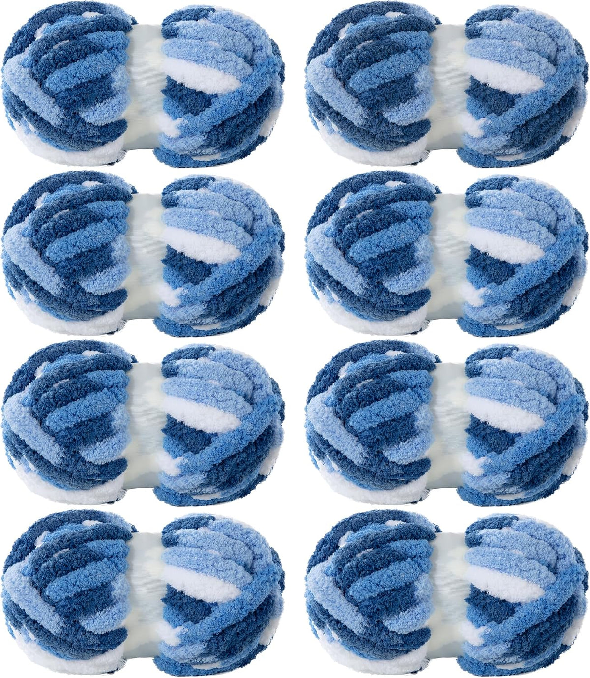 Hombys Blue Gradient tie-dye chunky chenille yarn, 8 skeins