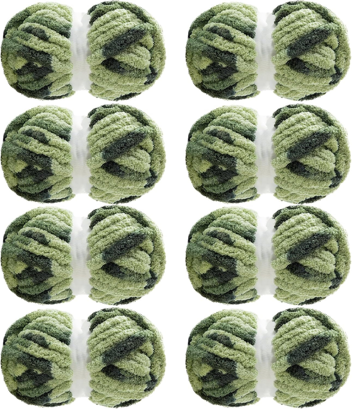 Hombys Sage Green tie-dye chunky chenille yarn, 8 skeins
