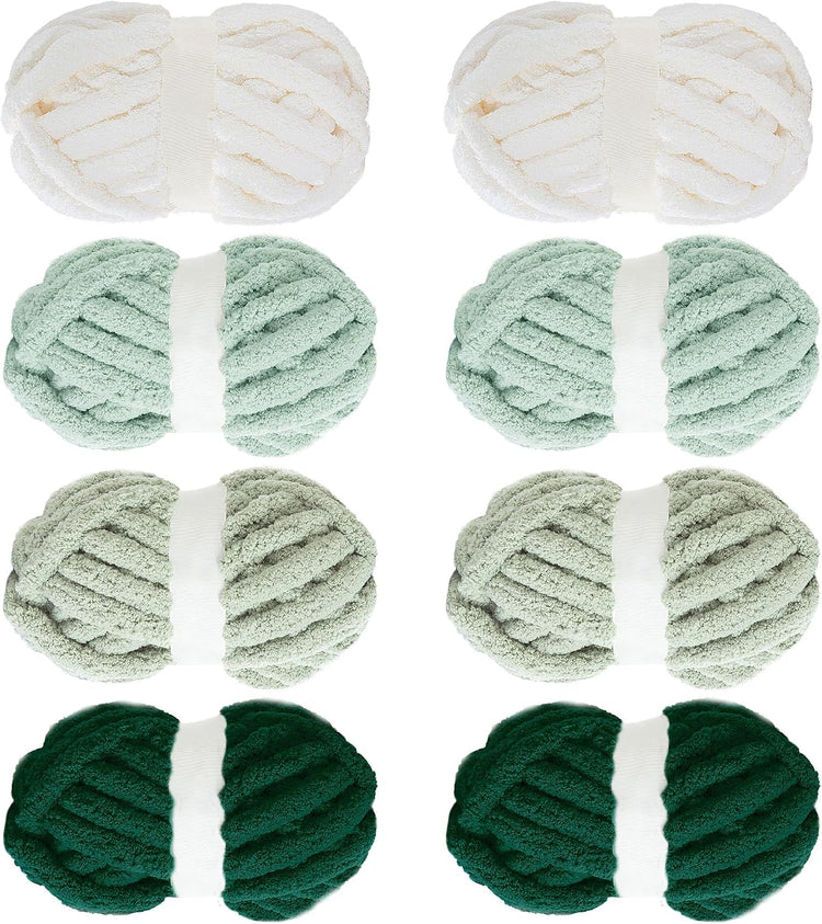 Hombys Green Gradient Multi Chunky Chenille Yarn — 8 Skeins, 31.7 yd / 8 oz Each