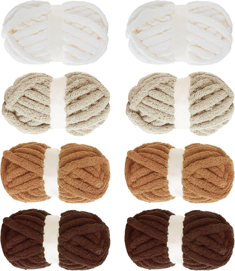 Hombys Khaki Gradient Multi Chunky Chenille Yarn — 8 Skeins, 31.7 yd / 8 oz Each