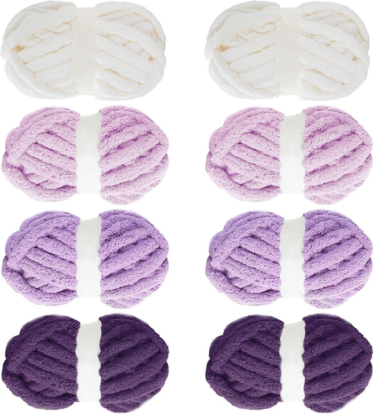 Hombys Purple Gradient Multi Chunky Chenille Yarn — 8 Skeins, 31.7 yd / 8 oz Each