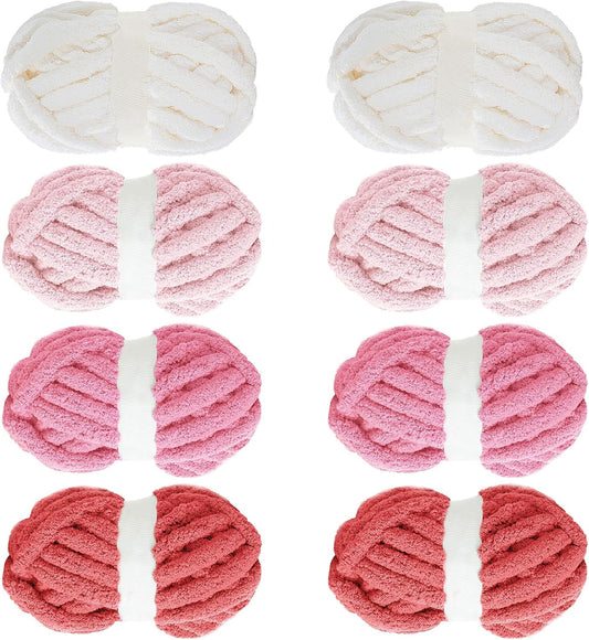 Hombys Red Gradient Multi chunky chenille yarn, 8 skeins