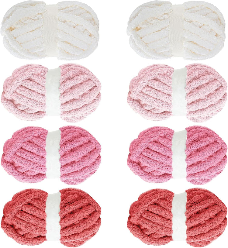 Hombys Red Gradient Multi Chunky Chenille Yarn — 8 Skeins, 31.7 yd / 8 oz Each