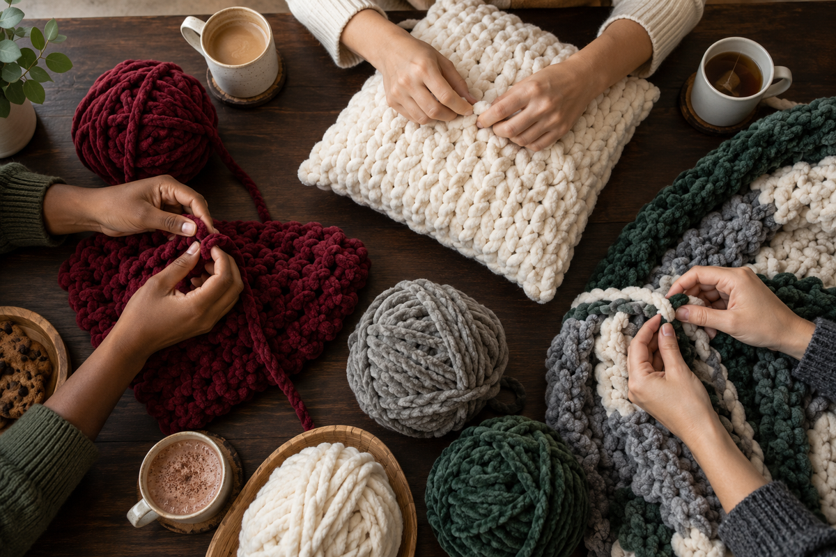 A cozy handmade project made with HOMBYS yarn