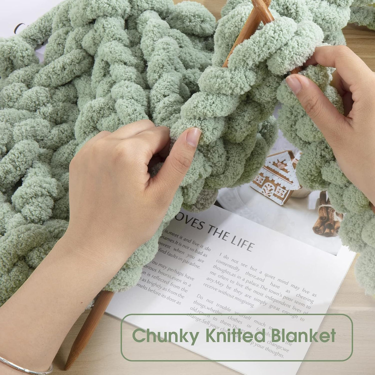 HOMBYS chunky chenille yarn detail and project image