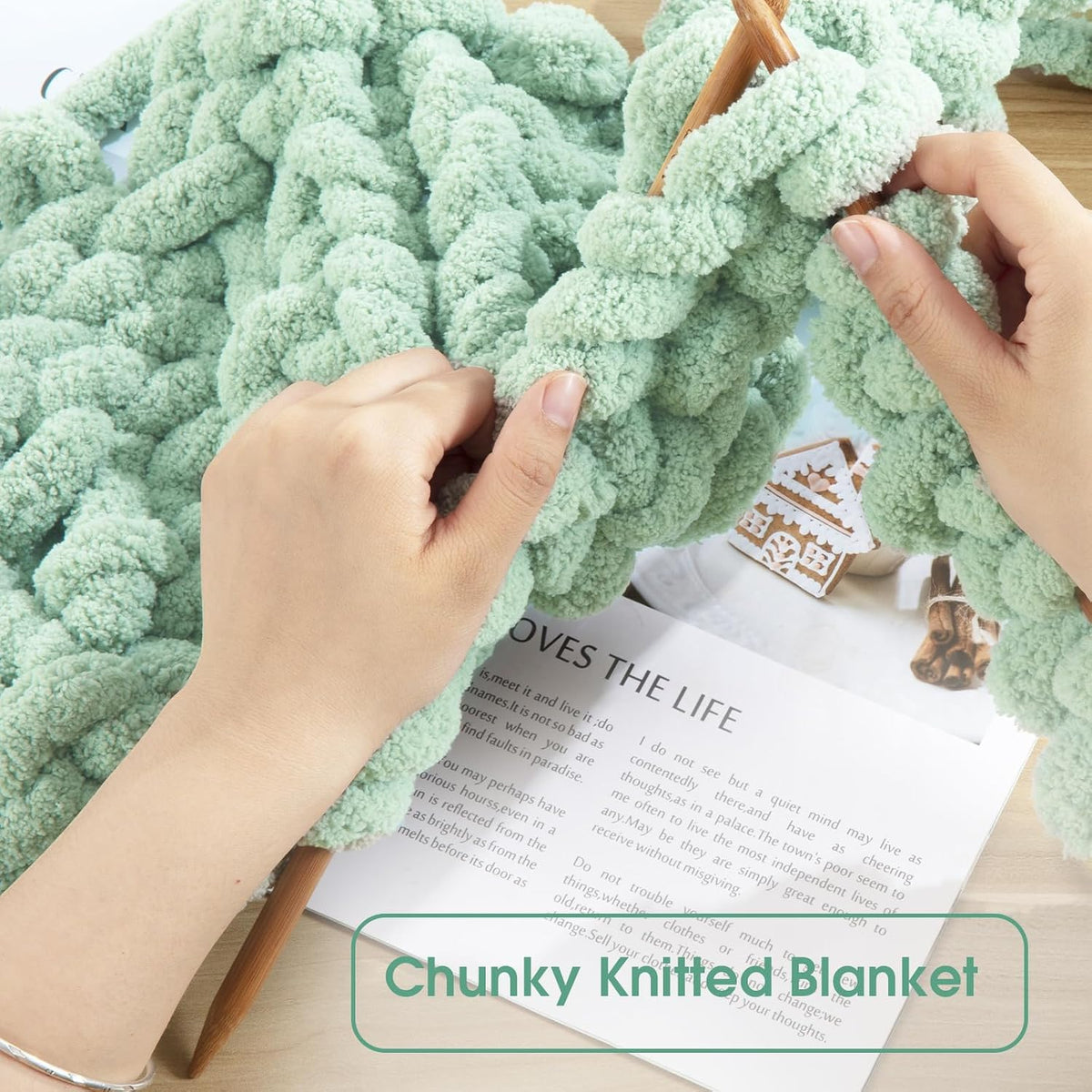 HOMBYS chunky chenille yarn detail and project image