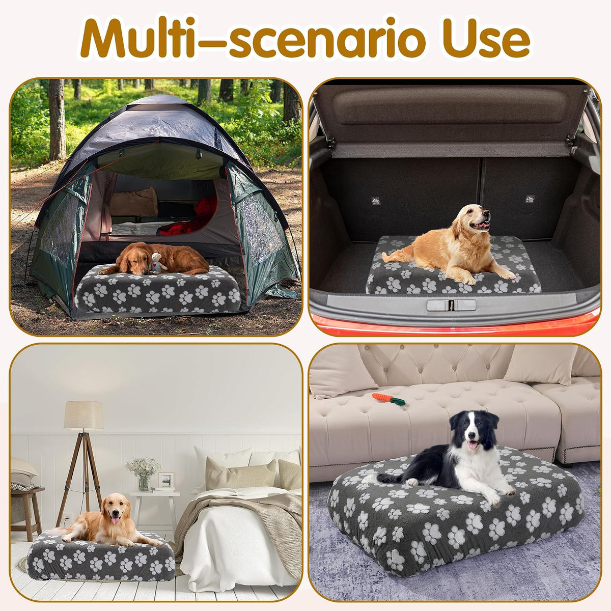 Hombys dark gray dog bed cover details